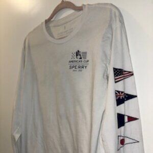 Sperry America’s Cup Long Sleeve Shirt White 1935 Sailing Graphic Size S
